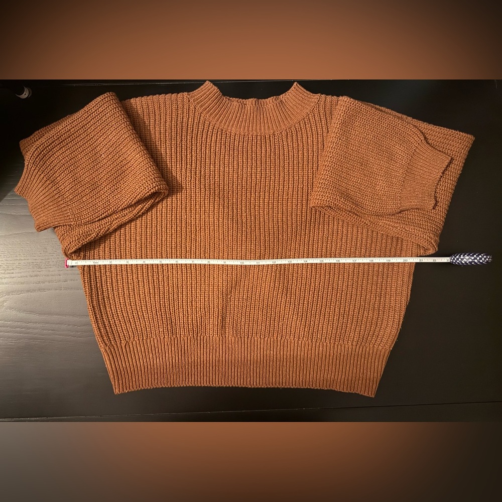 Lulu's Rust Brown Cut Out Twist Back Sweater Knit Oversized - Picture 9 of 10